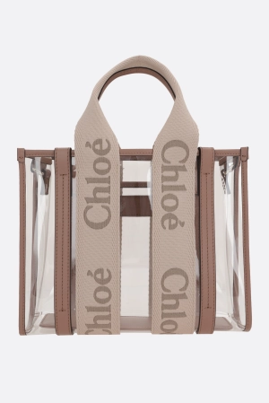 Woody small tote bag in rubber and leather