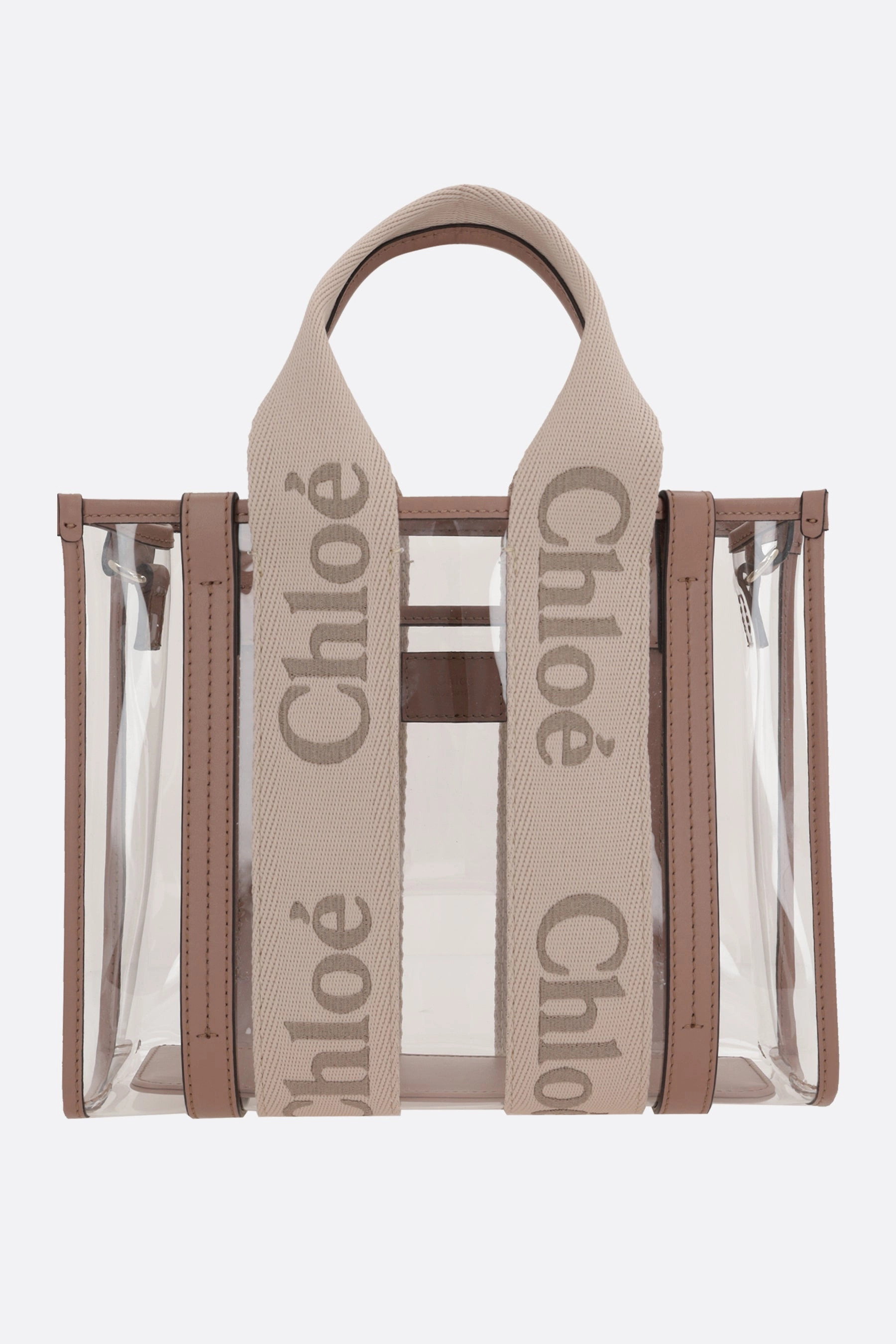 Woody small tote bag in rubber and leather