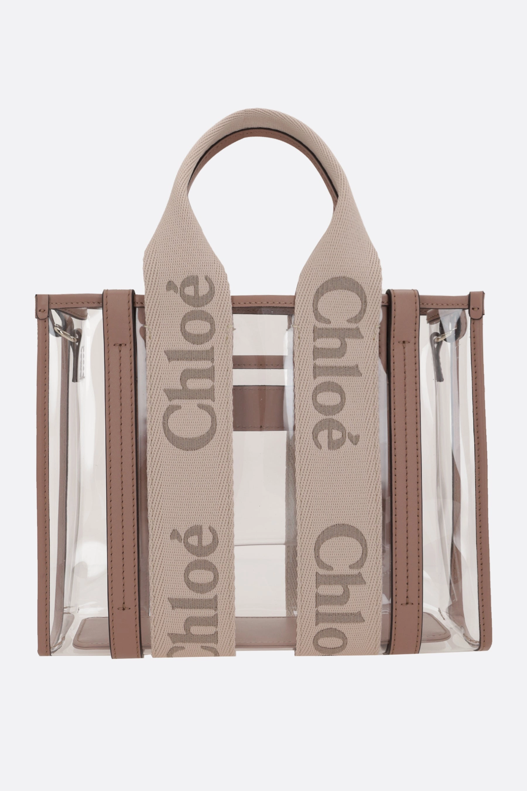 Woody small tote bag in rubber and leather